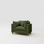 كرسي بذراعين خشب موسكي و قماش كتان