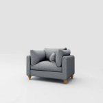 ⁦كرسي بذراعين خشب موسكي و قماش كتان⁩ - الصورة ⁦3⁩