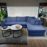 ⁦كنبة ركنة خشب طبيعي وقماش كتان⁩ - الصورة ⁦3⁩