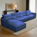 ⁦كنبة ركنة خشب طبيعي و قماش كتان ناعم⁩ - الصورة ⁦5⁩