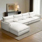 ⁦كنبة ركنة خشب طبيعي و قماش كتان ناعم⁩ - الصورة ⁦6⁩